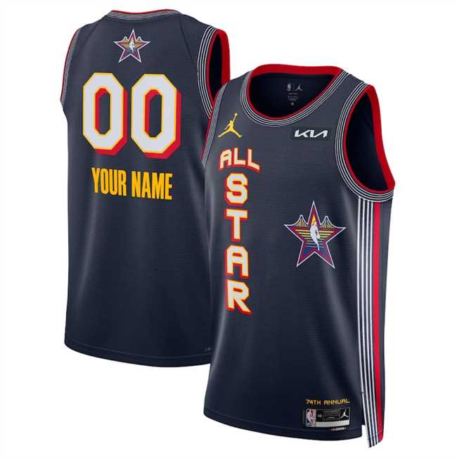 Mens 2025 All-Star Active Player Custom Navy Stitched Basketball Jersey